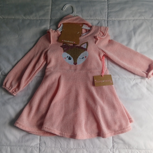 Pink Fox Knit Dress for Kids 24 Months NWT - Picture 1 of 4